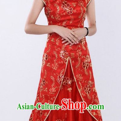 Classical Chinese High Collar Red Dresses