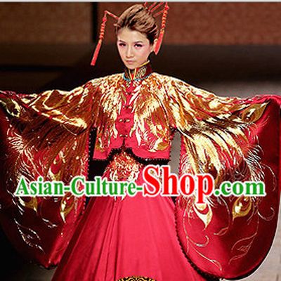 Chinese Traditional Wedding Dresses Bridal Wedding Gown Embroidered Phoenix Cloth