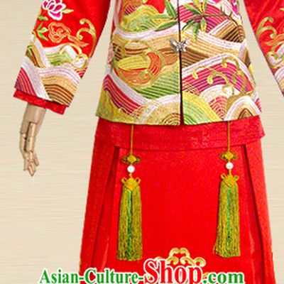 Chinese Traditional Wedding Dresses Bridal Wedding Gown Embroidered Phoenix Cloth