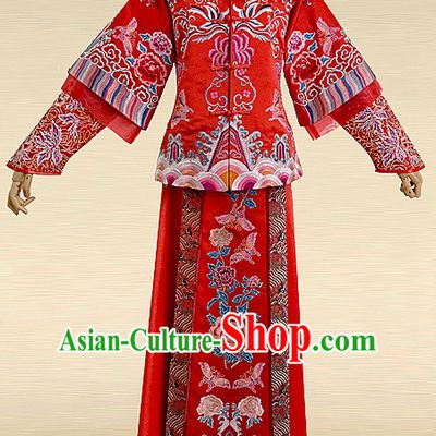Chinese Traditional Wedding Dresses Bridal Wedding Gown Embroidered Phoenix Cloth