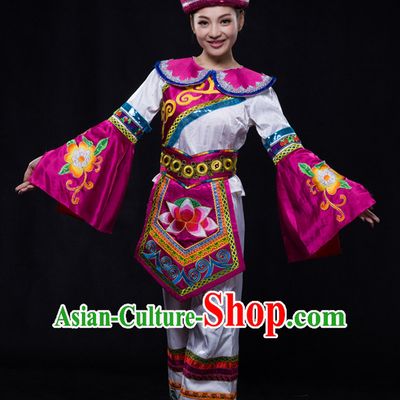 Chinese Minority Women Dresses Ethnic Clothing Minority Dance Costume Minority Dress Complete Set for Women