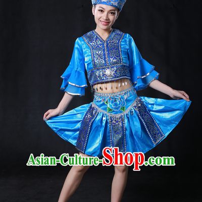 Chinese Yi Minority Women Dresses Ethnic Clothing Minority Dance Costume Minority Dress Complete Set
