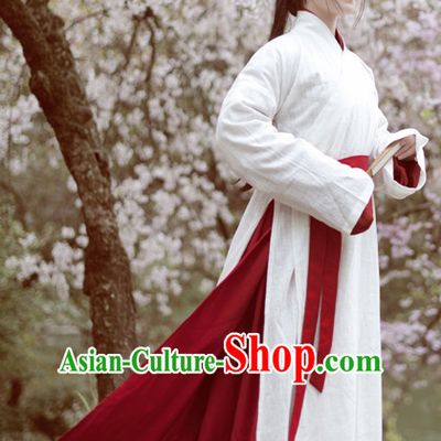 Chinese Han Dynasty White Hanfu Drama Performance Festival Celebration China Film Beauty Dress Rental Garment and Headpieces