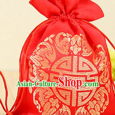 Red Traditional Chinese Lucky Fabric Bags 100 Pieces Set