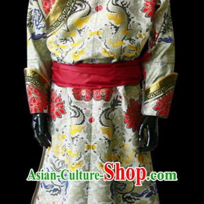 Chinese Yellow Mongolian Minority Emperor Mongol Long Robe Mongolia Prince Clothing Ethnic Traditional Costumes Complete Set