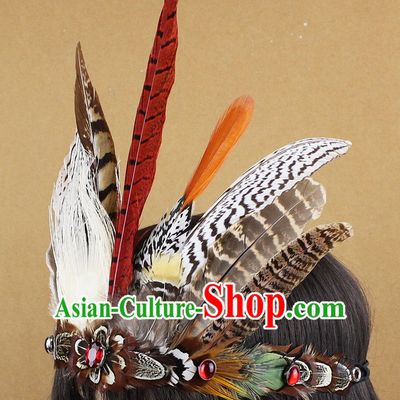 Handmade Feather Hair Pin Hair Accessory Headwear Hair Accessorie Head Dress Head Piece Jewel Hat Set