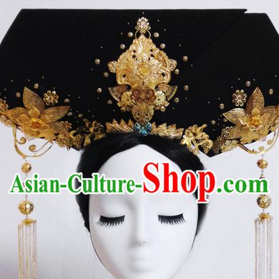 Chinese Traditional Qing Empress Headwear Princess Headdress Imperial Hairpiece Palace Hair Ornaments Royal Head Pieces Set