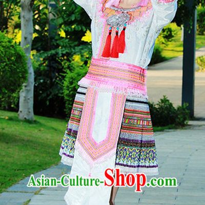 Hmong Women Minority Dresses Miao Girls Clothing Ethnic Miao Minority Dance Costume Minority Dress Dance Miao Costumes and Hat Complete Set