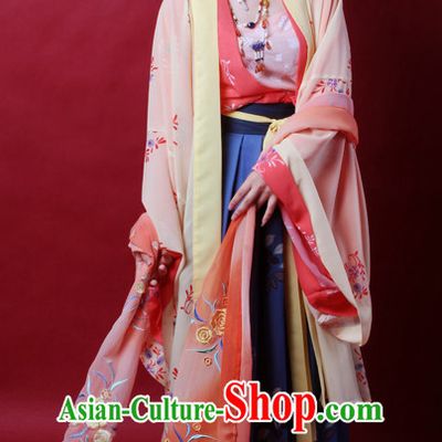 Ancient Chinese Tang Dynasty Princess Hanfu Costumes and Hair Jewelry Complete Set for Women