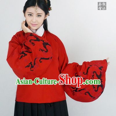 Ancient Chinese Ming Dynasty Beauty Hanfu Costumes and Hair Jewelry Complete Set for Women