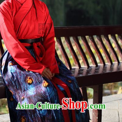 Ancient Chinese Ming Dynasty Beauty Hanfu Costumes and Hair Jewelry Complete Set for Women