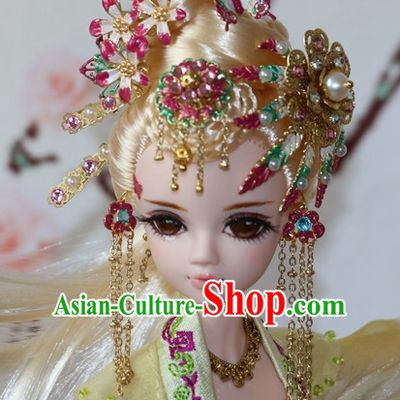 Traditional Chinese Qing Empress Headpiece Princess Headdress Palace Hair Decorations Royal Hair Sticks Head Gear Hair Decoration Set