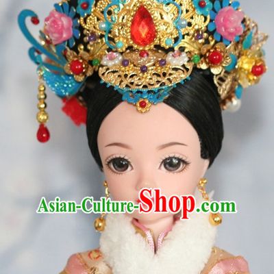Traditional Chinese Qing Empress Headpiece Princess Headdress Palace Hair Decorations Royal Hair Sticks Head Gear Hair Decoration Set