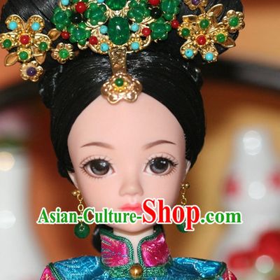 Traditional Chinese Qing Empress Headpiece Princess Headdress Palace Hair Decorations Royal Hair Sticks Head Gear Hair Decoration Set
