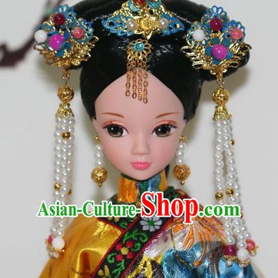Traditional Chinese Qing Empress Headpiece Princess Headdress Palace Hair Decorations Royal Hair Sticks Head Gear Hair Decoration Set