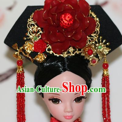 Traditional Chinese Qing Empress Headpiece Princess Headdress Palace Hair Decorations Royal Hair Sticks Head Gear Hair Decoration Set