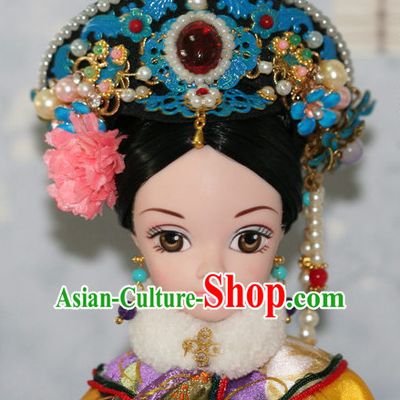 Traditional Chinese Qing Empress Headpiece Princess Headdress Palace Hair Decorations Royal Hair Sticks Head Gear Hair Decoration Set