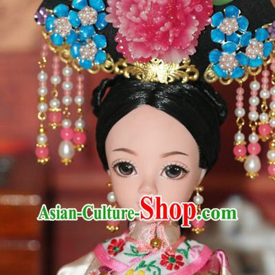 Traditional Chinese Qing Empress Headpiece Princess Headdress Palace Hair Decorations Royal Hair Sticks Head Gear Hair Decoration Set