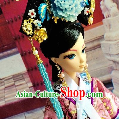 Traditional Chinese Women Qing Empress Headpiece Princess Headdress Palace Hair Decorations Royal Hair Sticks Head Gear Hair Decoration Set