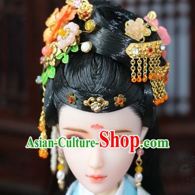 Traditional Chinese Women Qing Empress Headpiece Princess Headdress Palace Hair Decorations Royal Hair Sticks Head Gear Hair Decoration Set