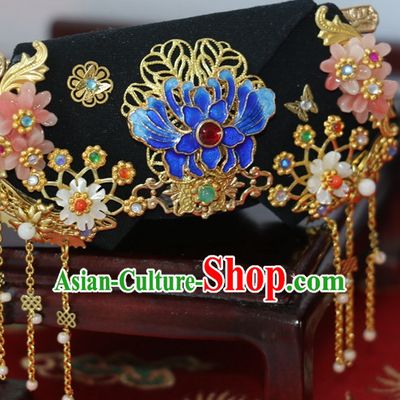 Traditional Chinese Women Qing Empress Headpiece Princess Headdress Palace Hair Decorations Royal Hair Sticks Head Gear Hair Decoration Set
