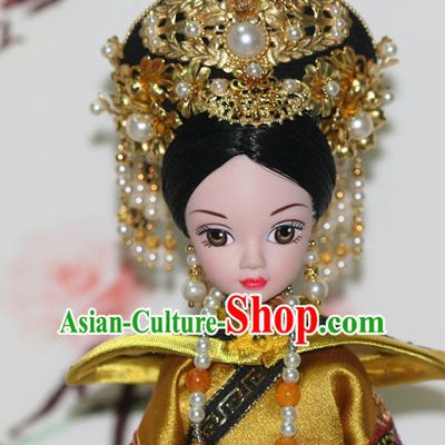 Traditional Chinese Qing Empress Headpiece Princess Headdress Palace Hair Decorations Royal Hair Sticks Head Gear Hair Decoration Set