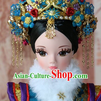 Traditional Chinese Qing Empress Headpiece Princess Headdress Palace Hair Decorations Royal Hair Sticks Head Gear Hair Decoration Set