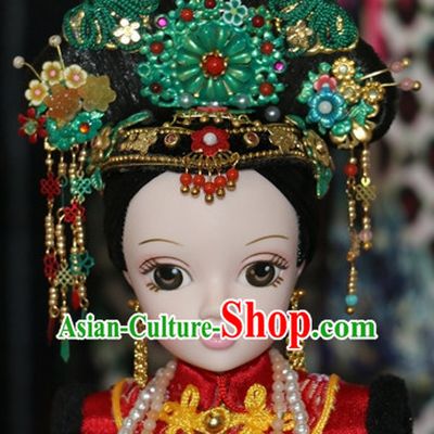 Traditional Chinese Women Qing Empress Headpiece Princess Headdress Palace Hair Decorations Royal Hair Sticks Head Gear Hair Decoration Set