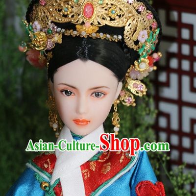 Traditional Chinese Women Qing Empress Headpiece Princess Headdress Palace Hair Decorations Royal Hair Sticks Head Gear Hair Decoration Set