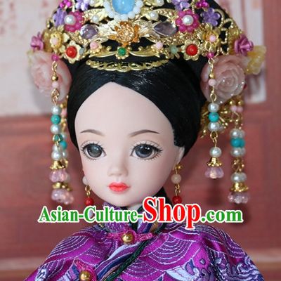 Traditional Chinese Qing Empress Headpiece Princess Headdress Palace Hair Decorations Royal Hair Sticks Head Gear Hair Decoration Set
