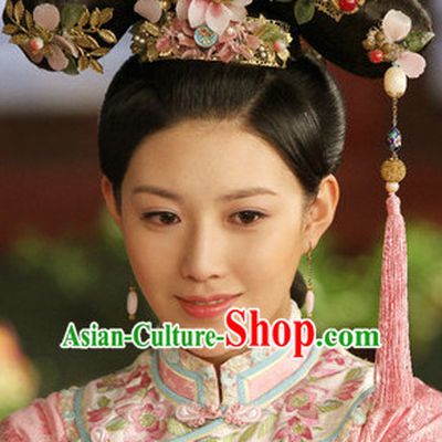 Traditional Chinese Women Qing Empress Headpiece Princess Headdress Palace Hair Decorations Royal Hair Sticks Head Gear Hair Decoration Set