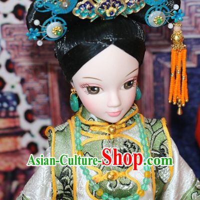 Traditional Chinese Women Qing Empress Headpiece Princess Headdress Palace Hair Decorations Royal Hair Sticks Head Gear Hair Decoration Set