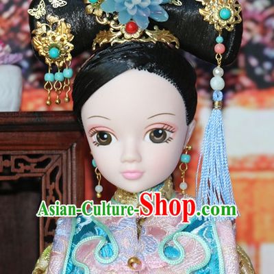Traditional Chinese Women Qing Empress Headpiece Princess Headdress Palace Hair Decorations Royal Hair Sticks Head Gear Hair Decoration Set