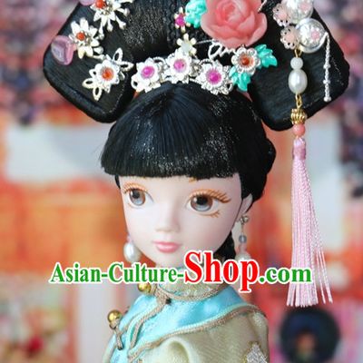 Traditional Chinese Women Qing Empress Headpiece Princess Headdress Palace Hair Decorations Royal Hair Sticks Head Gear Hair Decoration Set
