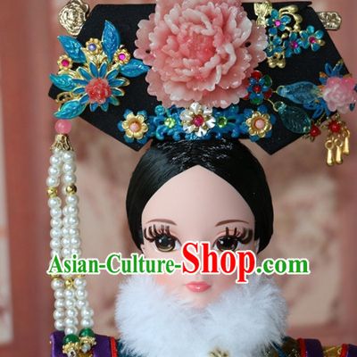 Traditional Chinese Qing Empress Headpiece Princess Headdress Palace Hair Decorations Royal Hair Sticks Head Gear Hair Decoration Set