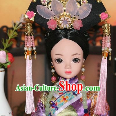 Traditional Chinese Qing Empress Headpiece Princess Headdress Palace Hair Decorations Royal Hair Sticks Head Gear Hair Decoration Set