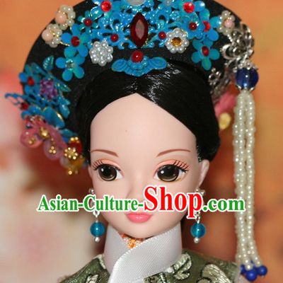 Traditional Chinese Qing Empress Headpiece Princess Headdress Palace Hair Decorations Royal Hair Sticks Head Gear Hair Decoration Set