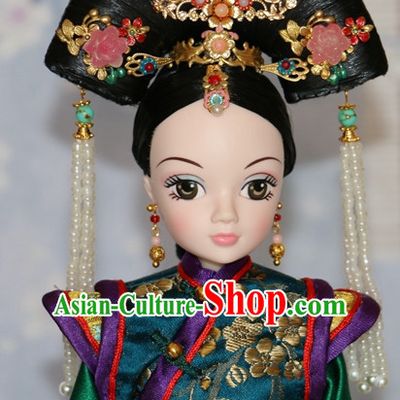 Traditional Chinese Qing Empress Headpiece Princess Headdress Palace Hair Decorations Royal Hair Sticks Head Gear Hair Decoration Set