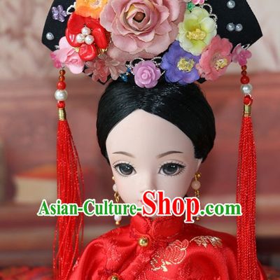 Traditional Chinese Qing Empress Headpiece Princess Headdress Palace Hair Decorations Royal Hair Sticks Head Gear Hair Decoration Set
