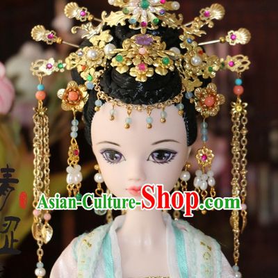 Traditional Chinese Qing Empress Headpiece Princess Headdress Palace Hair Decorations Royal Hair Sticks Head Gear Hair Decoration Set