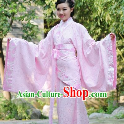 Pink Ancient Chinese Han Dynasty Dresses Hanfu Wedding Dress Hanbok Kimono Complete Set for Women