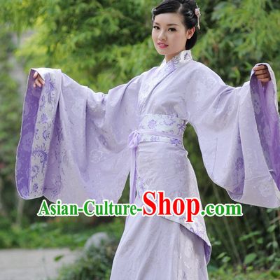 Purple Ancient Chinese Han Dynasty Dresses Hanfu Wedding Dress Hanbok Kimono Complete Set for Women