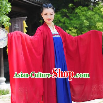Red Blue Ancient Chinese Tang Dynasty Dresses Hanfu Wedding Clothing Hanbok Kimono Complete Set for Women