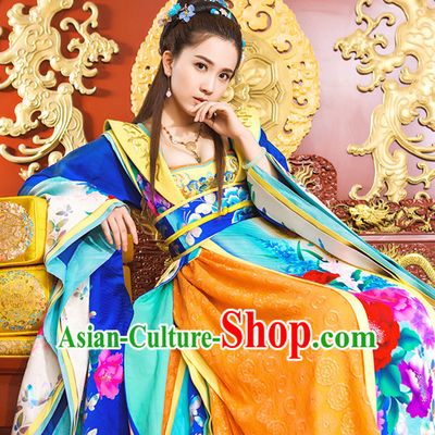 Ancient Chinese Aristocrat Clothing and Headpieces Complete Set for Women Girls