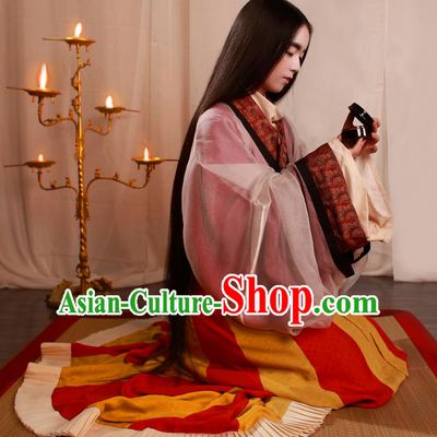 Chinese Ancient Han Dynasty Palace Princess Hanfu Clothing Complete Set
