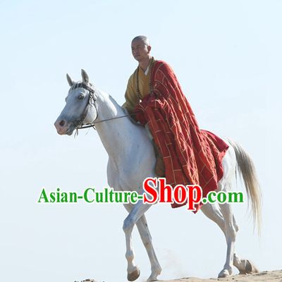Chinese Ancient Tang Seng Monk Clothing Costumes Complete Set for Men