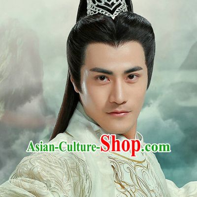 Ancient Chinese Superhero Knight Hair Hat Wig Hair Accessories Headpiece Headdress for Men