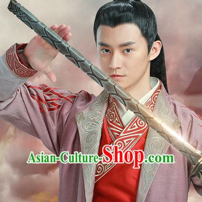 Ancient Chinese Superhero Swordsman Hair Hat Wig Hair Accessories Headpiece Headdress for Men