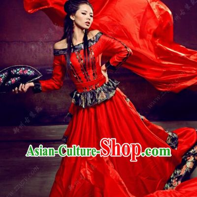 Chinese Classical Red Hanfu Clothes Costumes Clothing Complete Set for Women