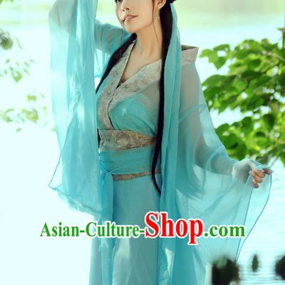 Chinese Classical Beauty Hanfu Clothes Costumes Clothing and Headpieces Complete Set for Women